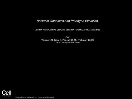 Bacterial Genomics and Pathogen Evolution