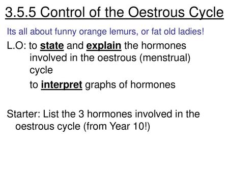 3.5.5 Control of the Oestrous Cycle