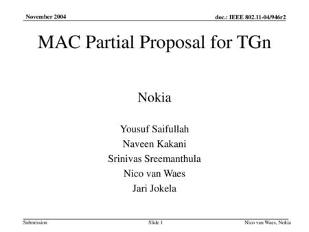 MAC Partial Proposal for TGn