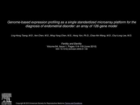 Genome-based expression profiling as a single standardized microarray platform for the diagnosis of endometrial disorder: an array of 126-gene model 