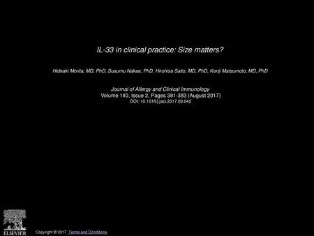 IL-33 in clinical practice: Size matters?