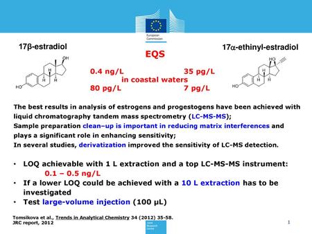 EQS 17β-estradiol 17a-ethinyl-estradiol 0.4 ng/L 35 pg/L