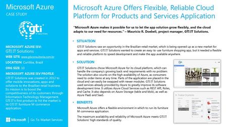 Microsoft Azure Offers Flexible, Reliable Cloud Platform for Products and Services Application “Microsoft Azure makes it possible for us to let the app.