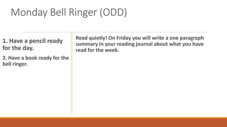 Monday Bell Ringer (ODD)