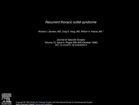 Recurrent thoracic outlet syndrome