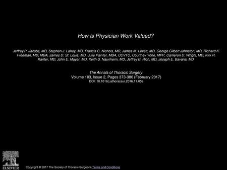 How Is Physician Work Valued?