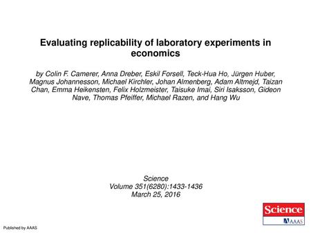 Evaluating replicability of laboratory experiments in economics