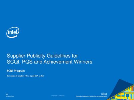 Supplier Publicity Guidelines for SCQI, PQS and Achievement Winners