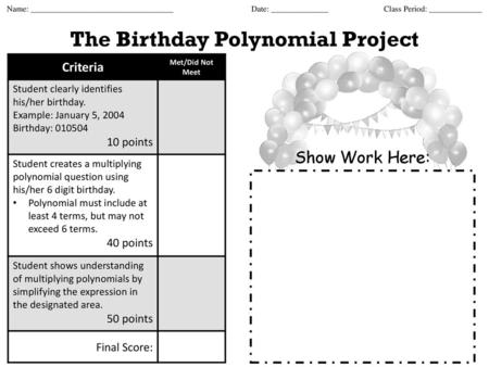 The Birthday Polynomial Project