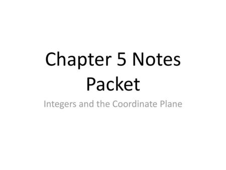 Integers and the Coordinate Plane