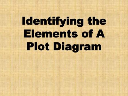 Identifying the Elements of A Plot Diagram