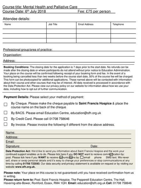 Course title: Mental Health and Palliative Care