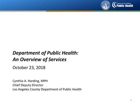 Department of Public Health: An Overview of Services