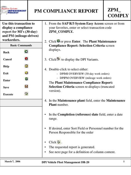 DPI Vehicle Fleet Management DR-20