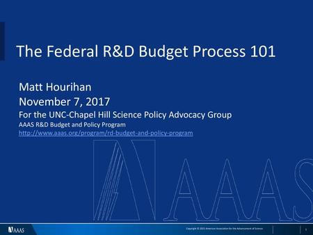 The Federal R&D Budget Process 101