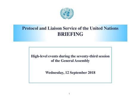 Protocol and Liaison Service of the United Nations BRIEFING