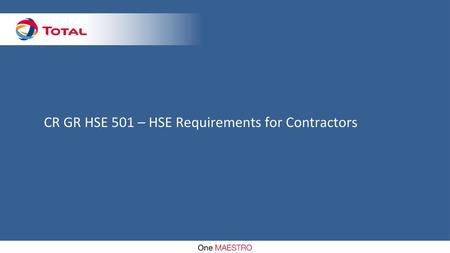 CR GR HSE 501 – HSE Requirements for Contractors