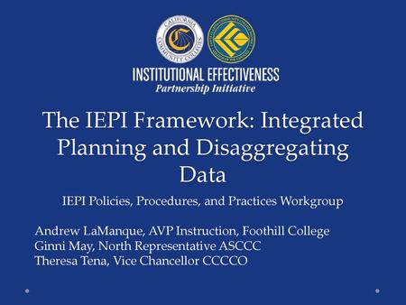 The IEPI Framework: Integrated Planning and Disaggregating Data