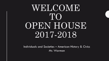 Individuals and Societies – American History & Civics Mr. Warman