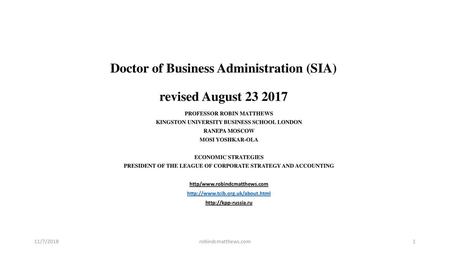 Doctor of Business Administration (SIA) revised August