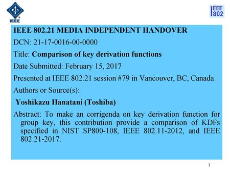 IEEE MEDIA INDEPENDENT HANDOVER