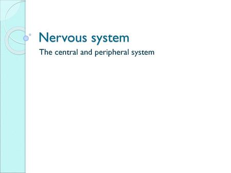 The central and peripheral system