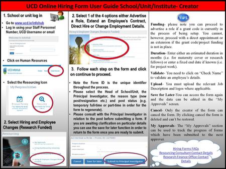 UCD Online Hiring Form User Guide School/Unit/Institute- Creator