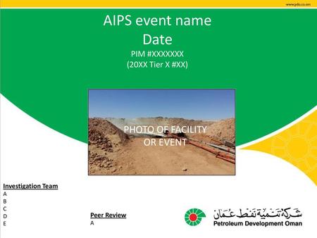 AIPS event name Date PIM #XXXXXXX (20XX Tier X #XX)