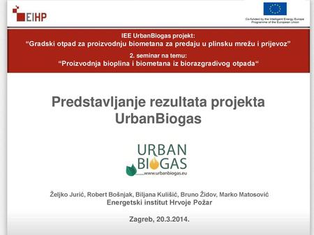 Predstavljanje rezultata projekta UrbanBiogas