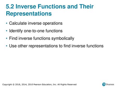 5.2 Inverse Functions and Their Representations