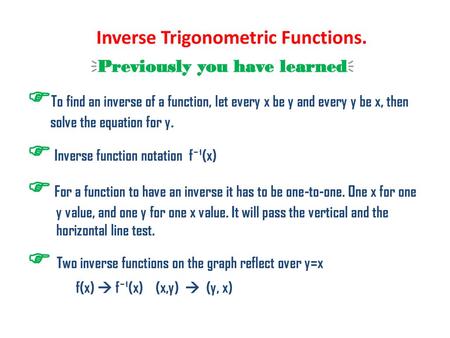 Inverse Trigonometric Functions.