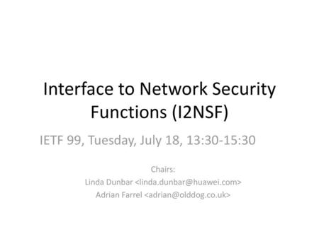 Interface to Network Security Functions (I2NSF)