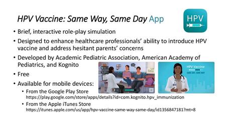 HPV Vaccine: Same Way, Same Day App