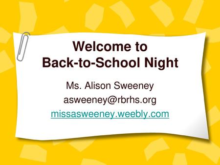 Welcome to Back-to-School Night