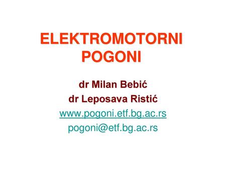 ELEKTROMOTORNI POGONI