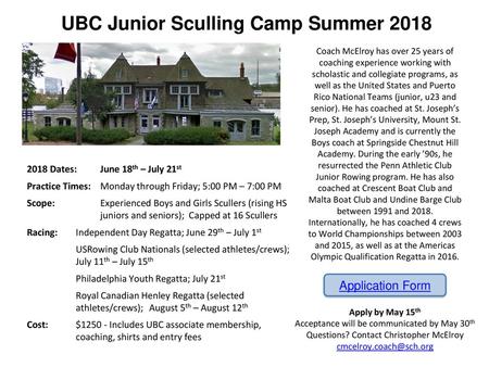 UBC Junior Sculling Camp Summer 2018