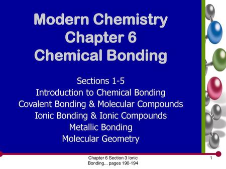 Modern Chemistry Chapter 6 Chemical Bonding