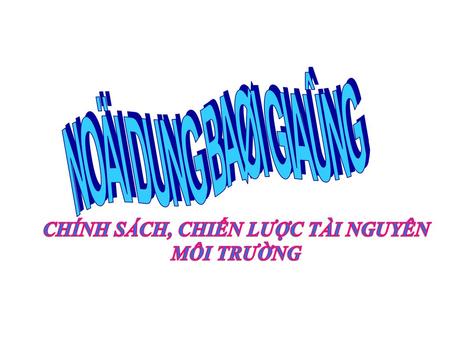 CHÍNH SÁCH, CHIẾN LƯỢC TÀI NGUYÊN MÔI TRƯỜNG