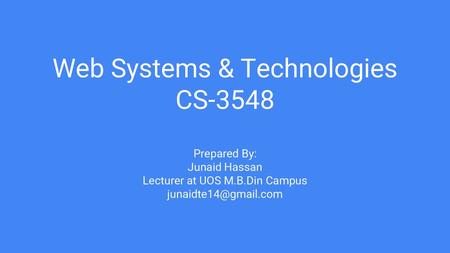 Web Systems & Technologies