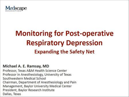 Monitoring for Post-operative Respiratory Depression