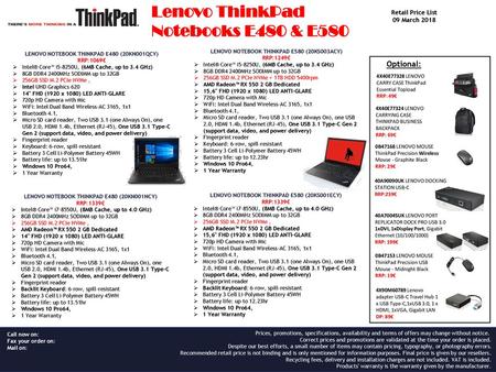 Lenovo ThinkPad Notebooks E480 & E580