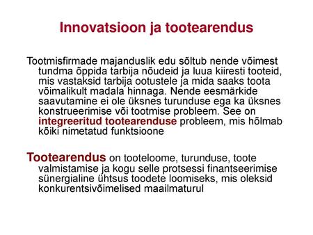 Innovatsioon ja tootearendus