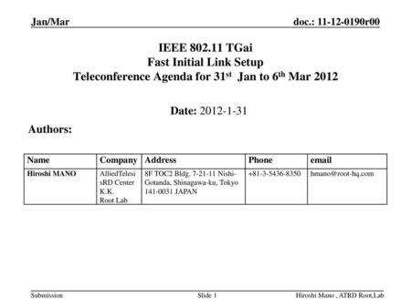 April 2009 doc.: IEEE /xxxxr0 Jan/Mar