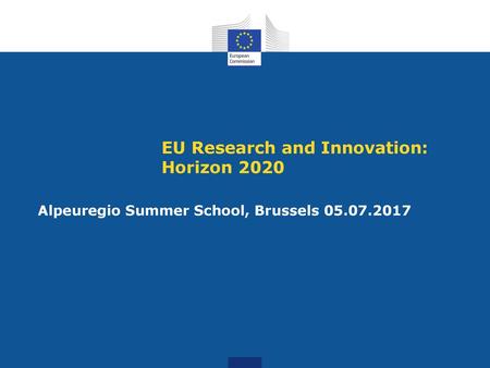 EU Research and Innovation: Horizon 2020