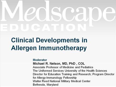 Clinical Developments in Allergen Immunotherapy