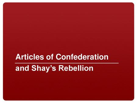 Articles of Confederation