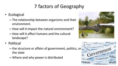 7 factors of Geography Ecological Political