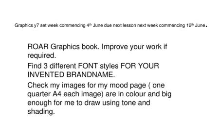 ROAR Graphics book. Improve your work if required.