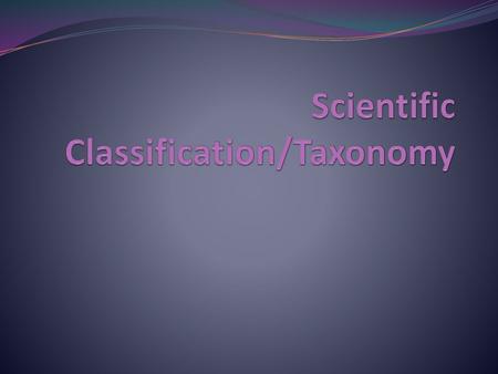 Scientific Classification/Taxonomy