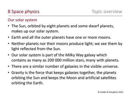 8 Space physics Topic overview